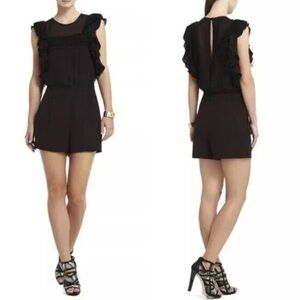 BCBG Max Azria Black Ruffled Romper LBD Look with POCKETS!